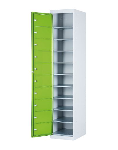 Grüner 10er-Schließfach-Schrank