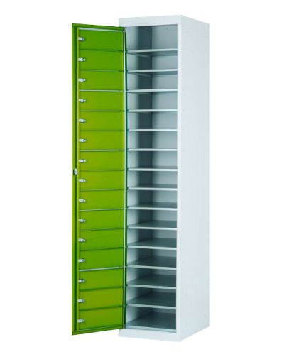 Grüner 15er-Schließfach-Schrank