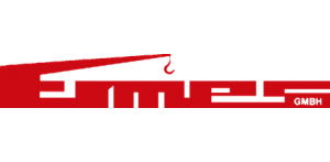 Ermes-Logo, rot, Anfangs-E wird zu Kran